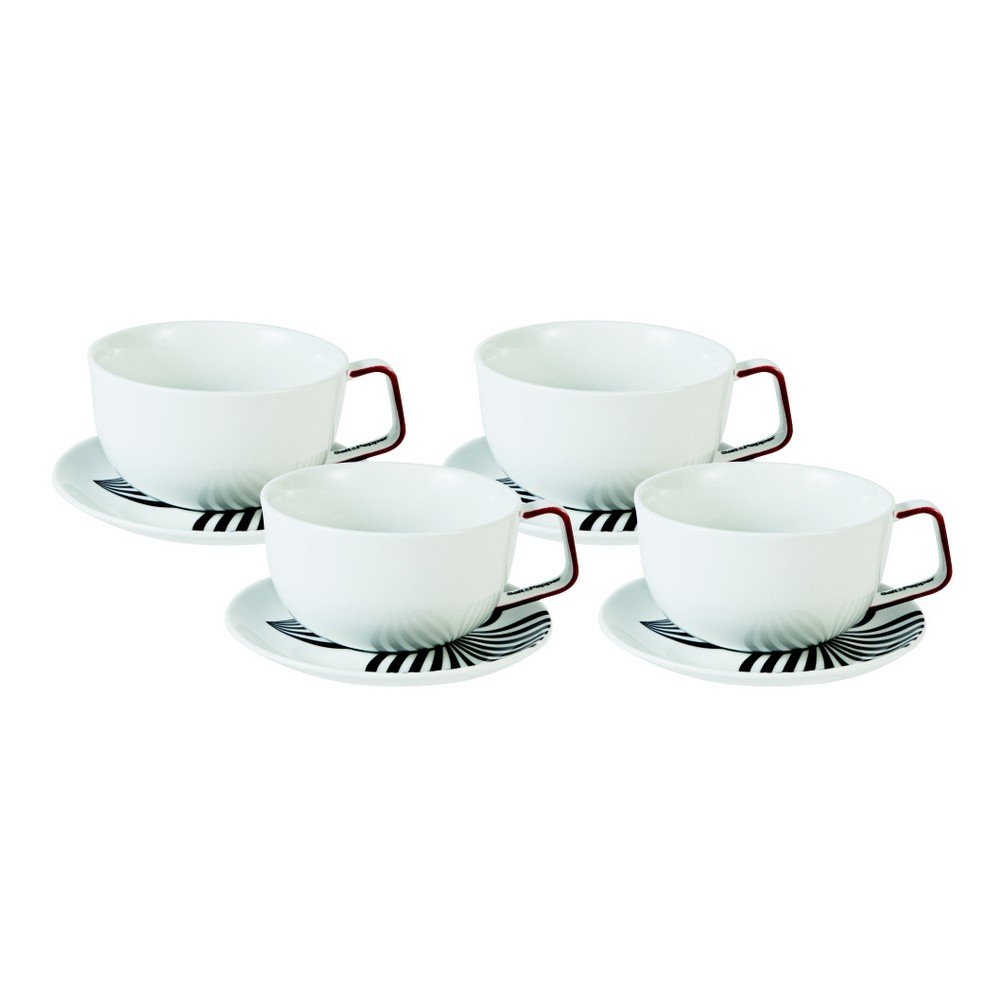 Sada 4 červeýnch hrnečků s podšálky Salt&Pepper Madison, 0,31 l v:831058