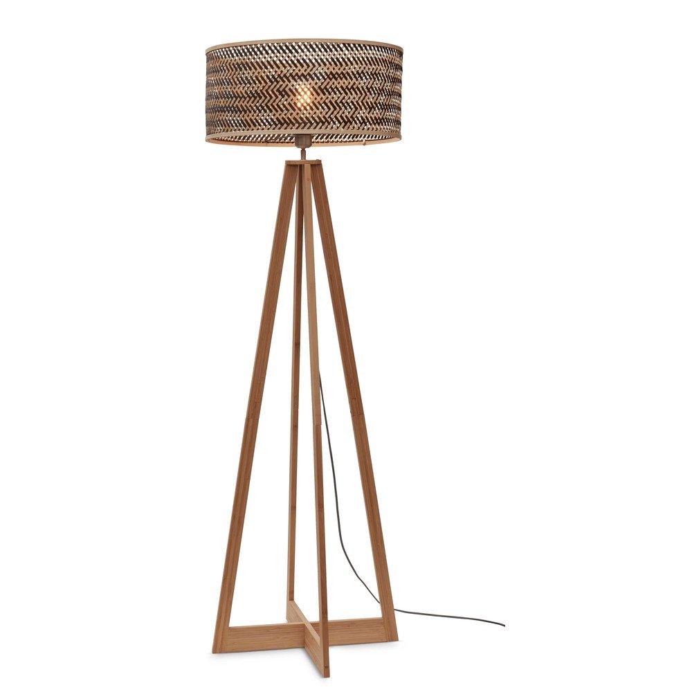 Stojací lampa s bambusovým stínidlem v černo-přírodní barvě Java – Good&Mojo v:1605932