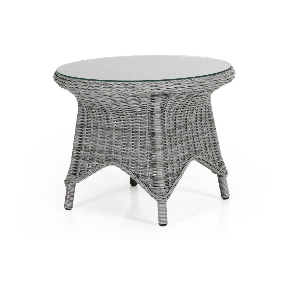 Šedý zahradní stolek se skleněnou deskou Brafab Paulina, ⌀ 70 cm v:1014028