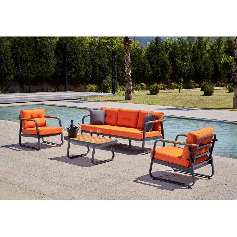 Oranžový zahradní lounge set pro 5 Rio – Floriane Garden v:1541100