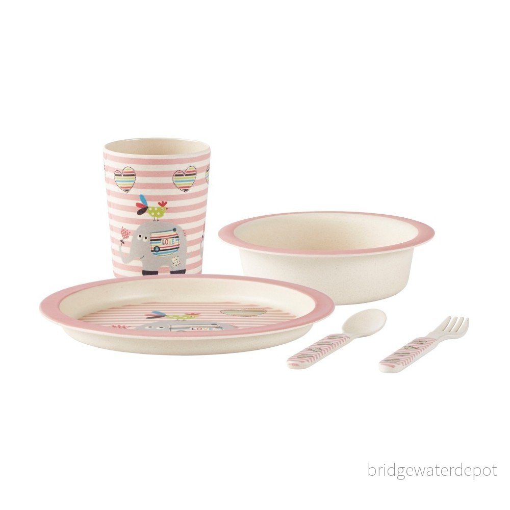 Dětský růžový jídelní set z bambusu KJ Collection v:1115674