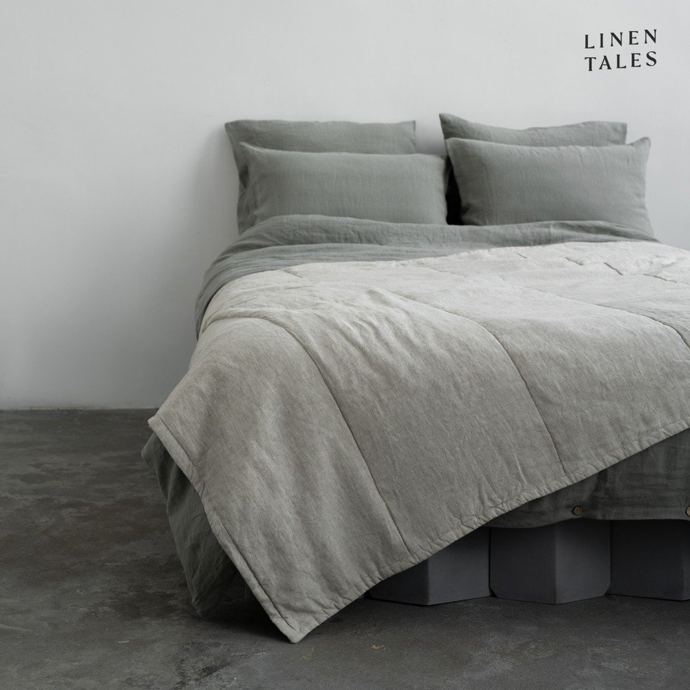 Lněný prošívaný přehoz v přírodní barvě 220x260 cm Melange – Linen Tales v:1631976