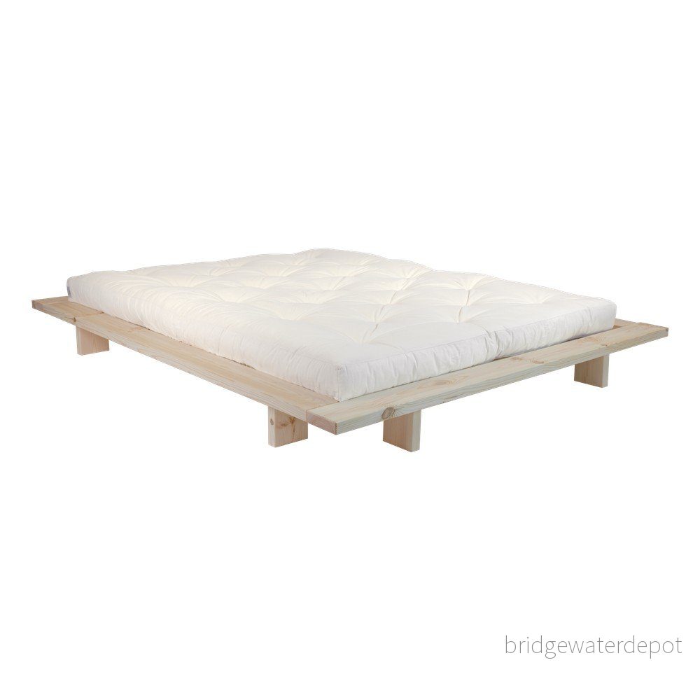 Dvoulůžková postel z borovicového dřeva s matrací Karup Design Japan Double Latex Raw/Natural, 140 x 200 cm v:1309172