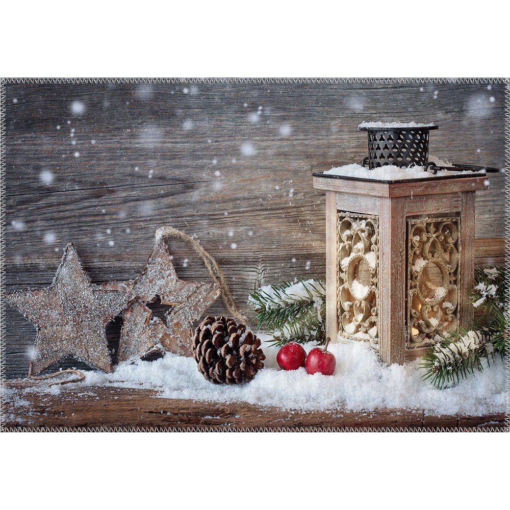Koberec Vitaus Christmas Period Rustic Two Stars And Lantern, 50 x 80 cm v:1319980