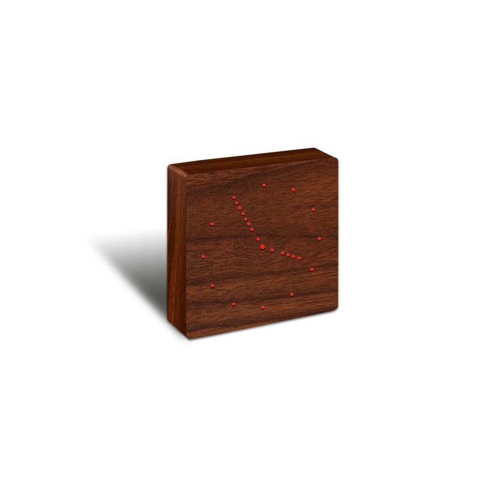 Hnědý budík s červeným LED displejem Gingko Analogue Click Clock v:803470