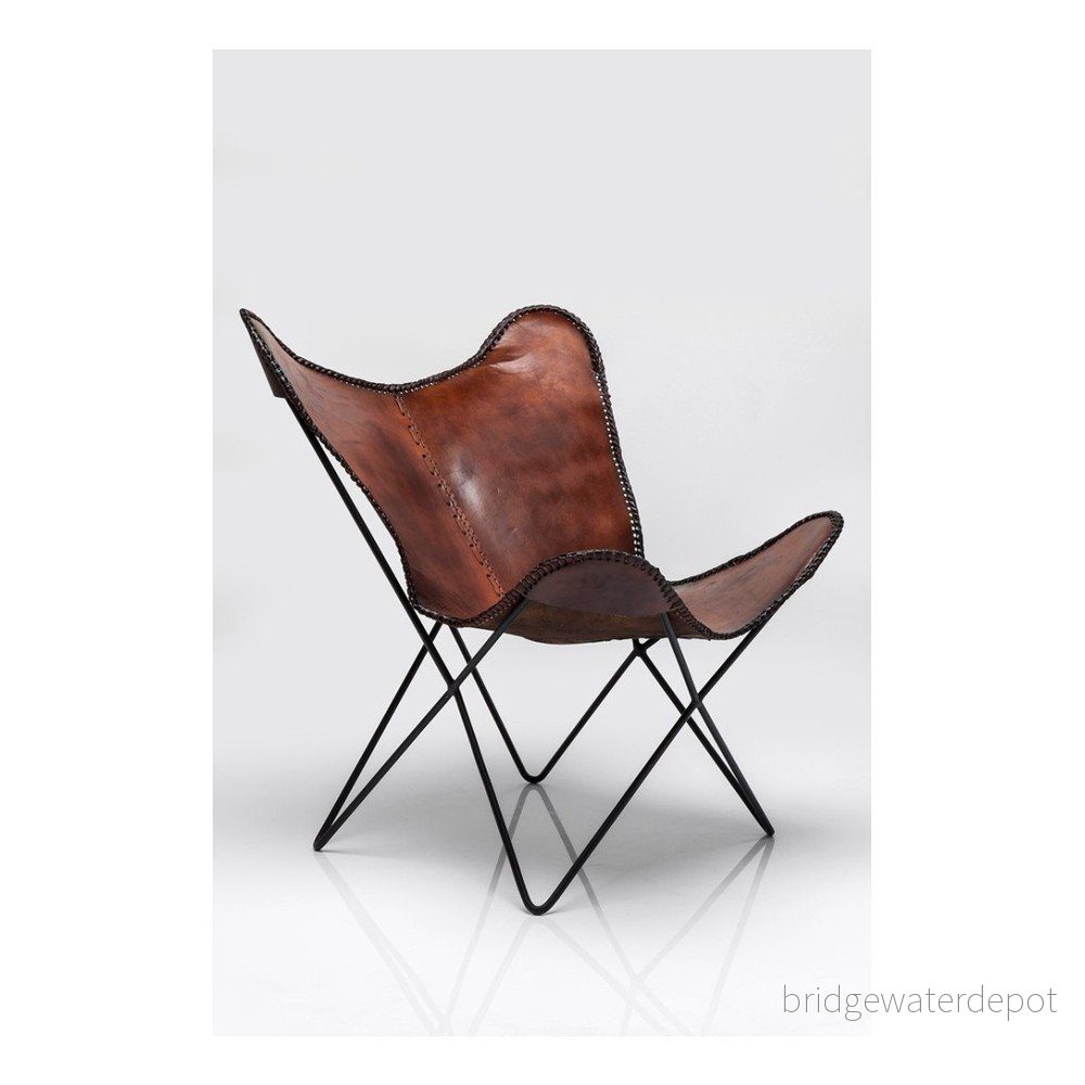 Hnědé kožené křeslo Kare Design Butterfly v:888304