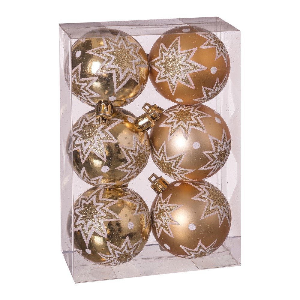Sada 6 vánočních ozdob ve zlaté barvě Unimasa Estrellas, ø 5 cm v:1383905