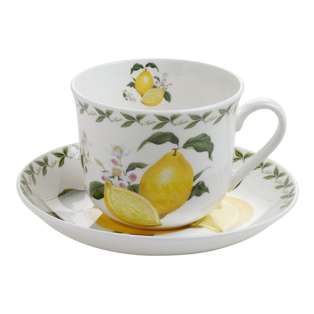 Šálek s podšálkem z kostního porcelánu Maxwell & Williams Orchard Fruits Lemon, 450 ml v:1029872