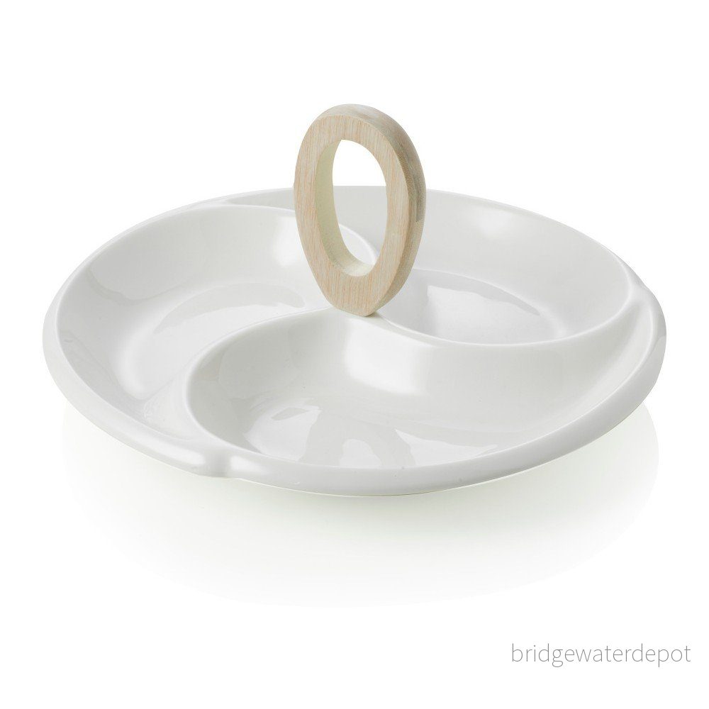 Porcelánová servírovací miska s bambusovou úchytkou Brandani Frisbee v:816382