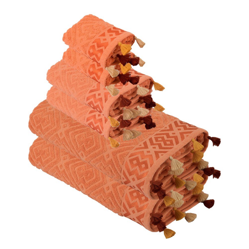 Sada 6 lososově růžových bavlněných ručníků Bella Maison Mosaic Towel v:1340499