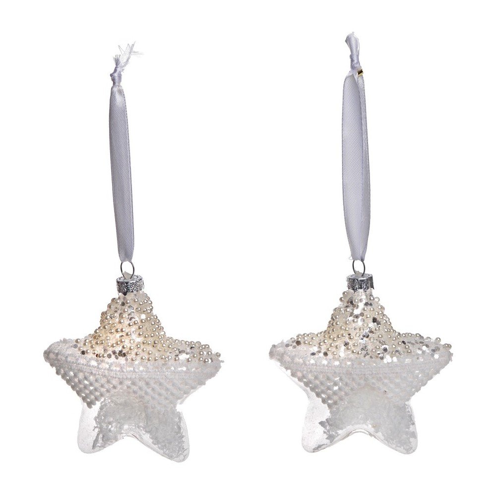 Sada 2 skleněných závěsných dekorací Ewax Shiny Stars v:709542