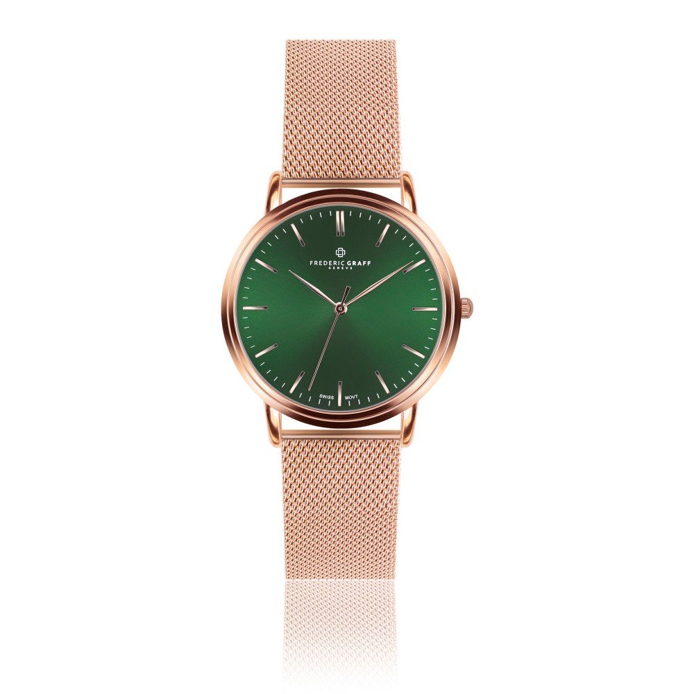 Unisex hodinky s páskem z nerezové oceli v růžovozlaté barvě Frederic Graff Grunhorn v:946112