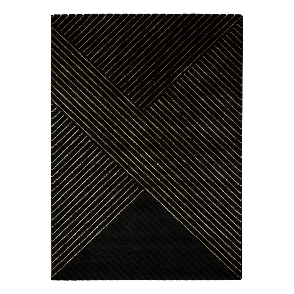 Černý koberec Universal Gold Stripes, 120 x 170 cm v:1339293