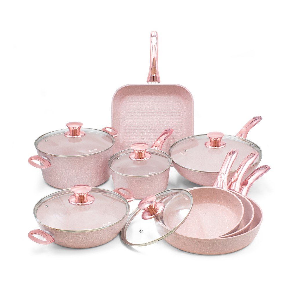 8dílný set nádobí s poklicemi Bisetti Stonerose Rose Filippo v:756586