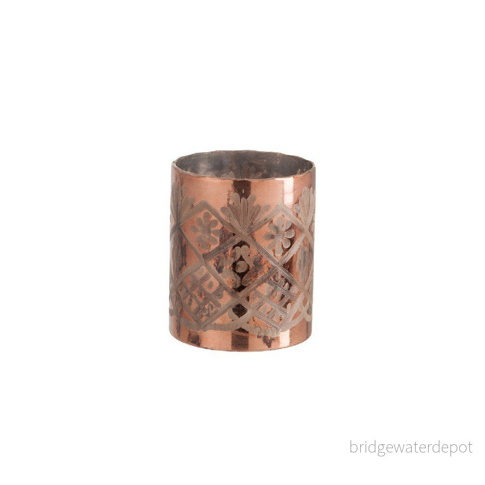 Skleněná váza v měděné barvě J-Line, výška 15 cm v:1132630