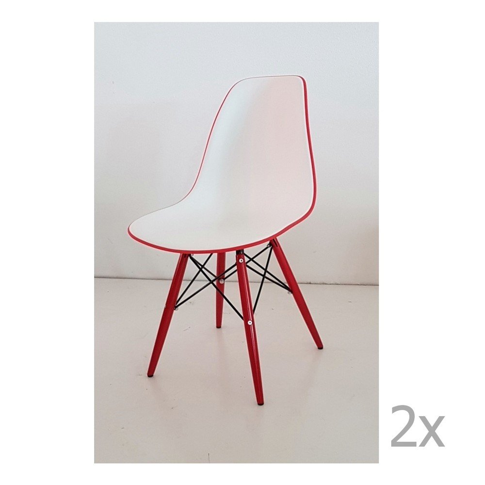 Sada 2 bílo-červených jídelních židlí Castagnetti Poly v:857094