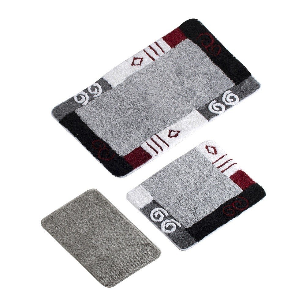 Sada 3 šedých koupelnových předložek Verge Bath Mat Luhno v:1156136