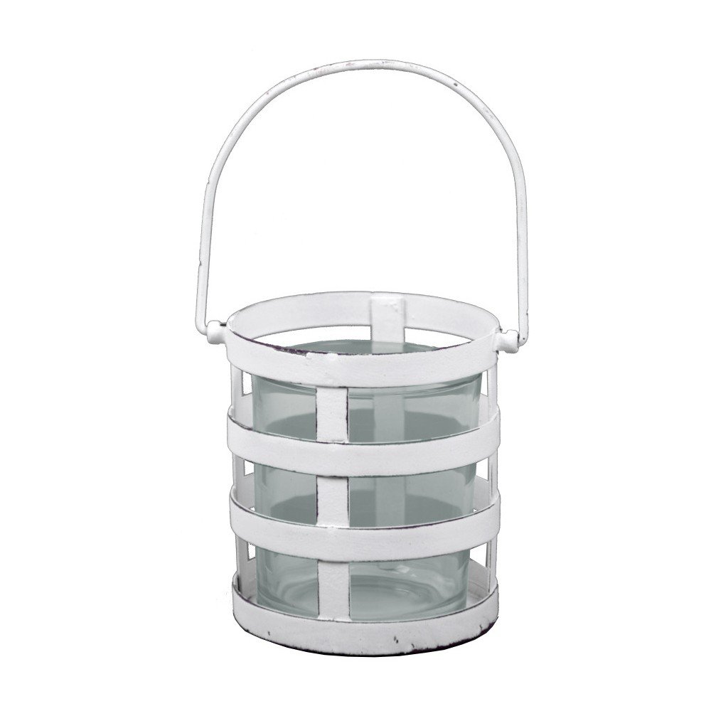Bílý svícen Ego Dekor Lantern, výška 9,5 cm v:814240