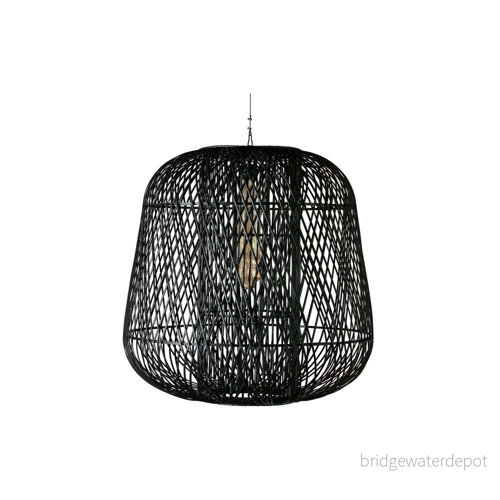 Černá závěsná lampa z bambusu WOOOD Moza, ø 100 cm v:1403345