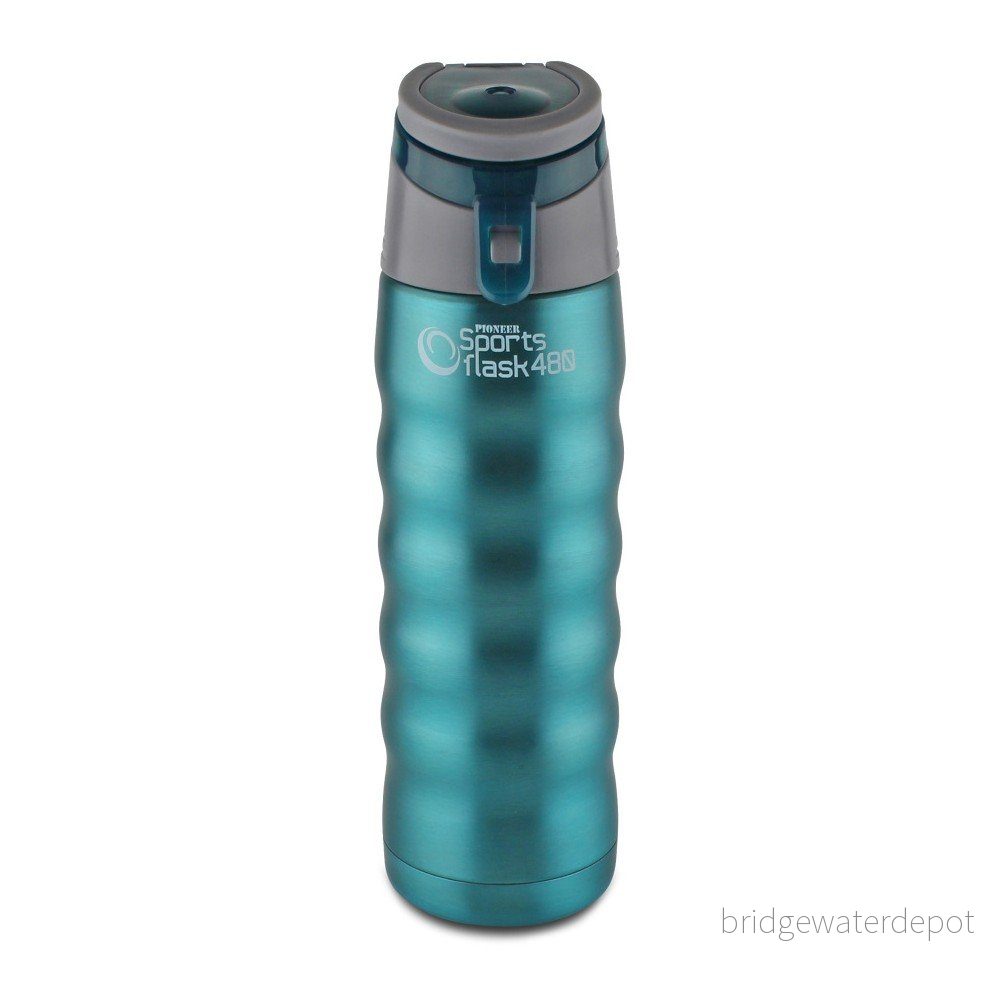Modrá sportovní termoska s držákem z nerezové oceli Pioneer Sport, 480 ml v:1307006