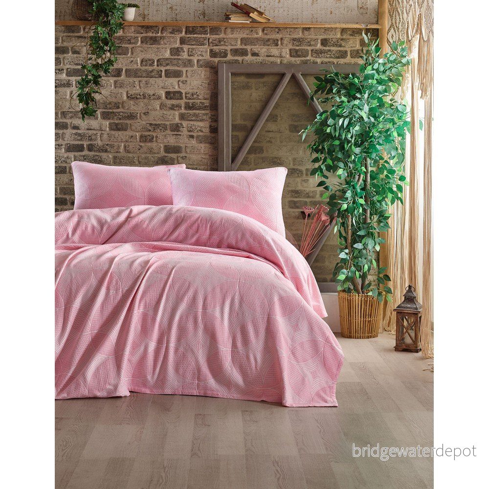 Set přehozu a 2 povlaků na polštáře EnLora Home Josep Powder, 240 x 220 cm v:1332442