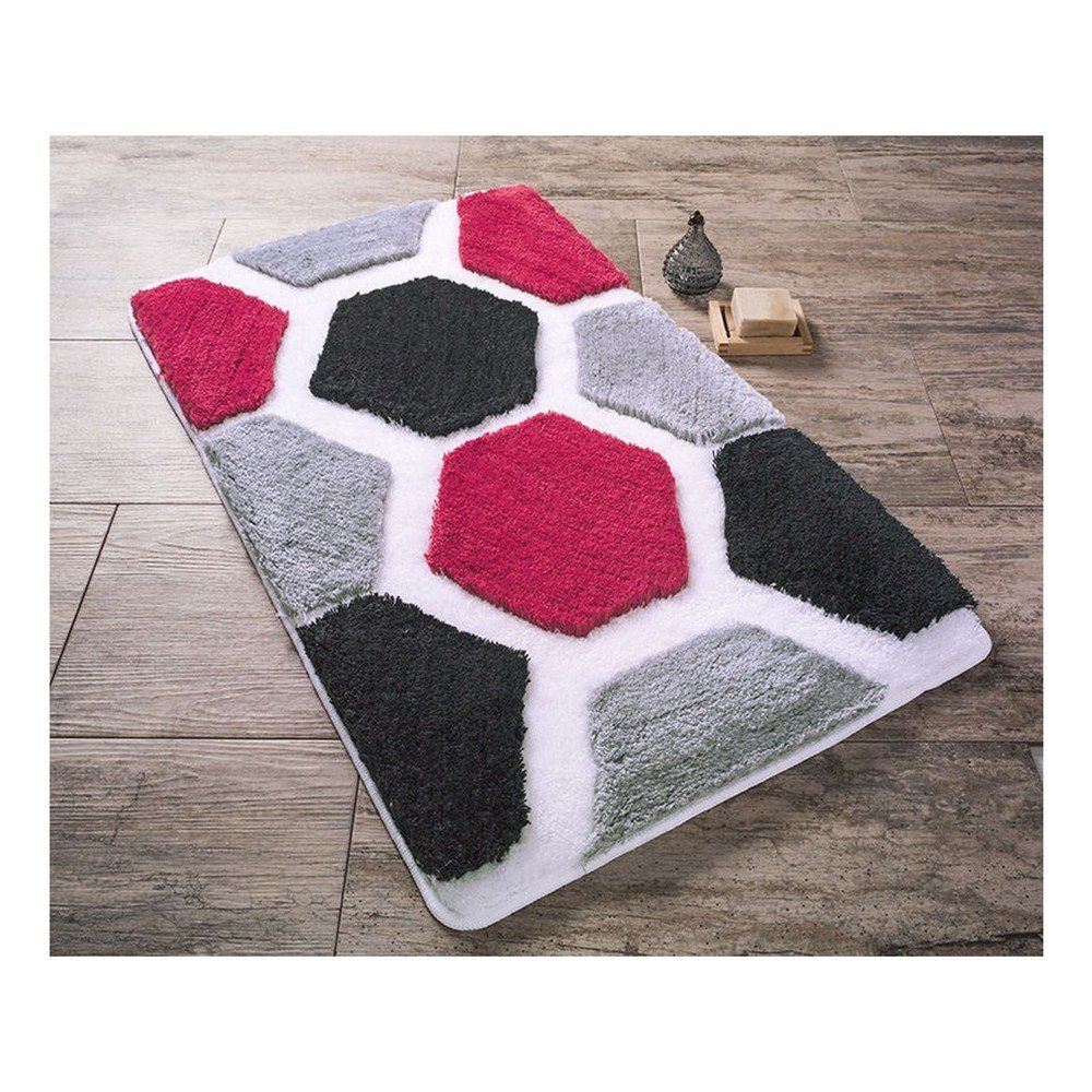 Černočervená předložka do koupelny Confetti Bathmats Tenedos, 60 x 100 cm v:763380
