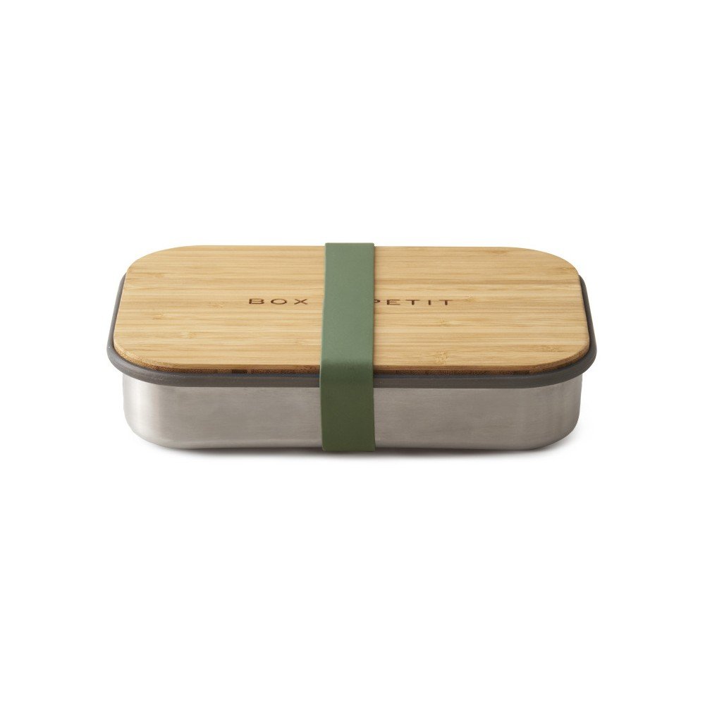 Zelený nerezový svačinový box s bambusovým víkem Black + Blum Bamboo, 900 ml v:1017386