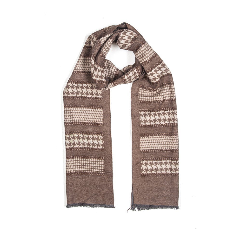 Vzorovaná hedvábná šála Silk and Cashmere Beige Singe v:731686