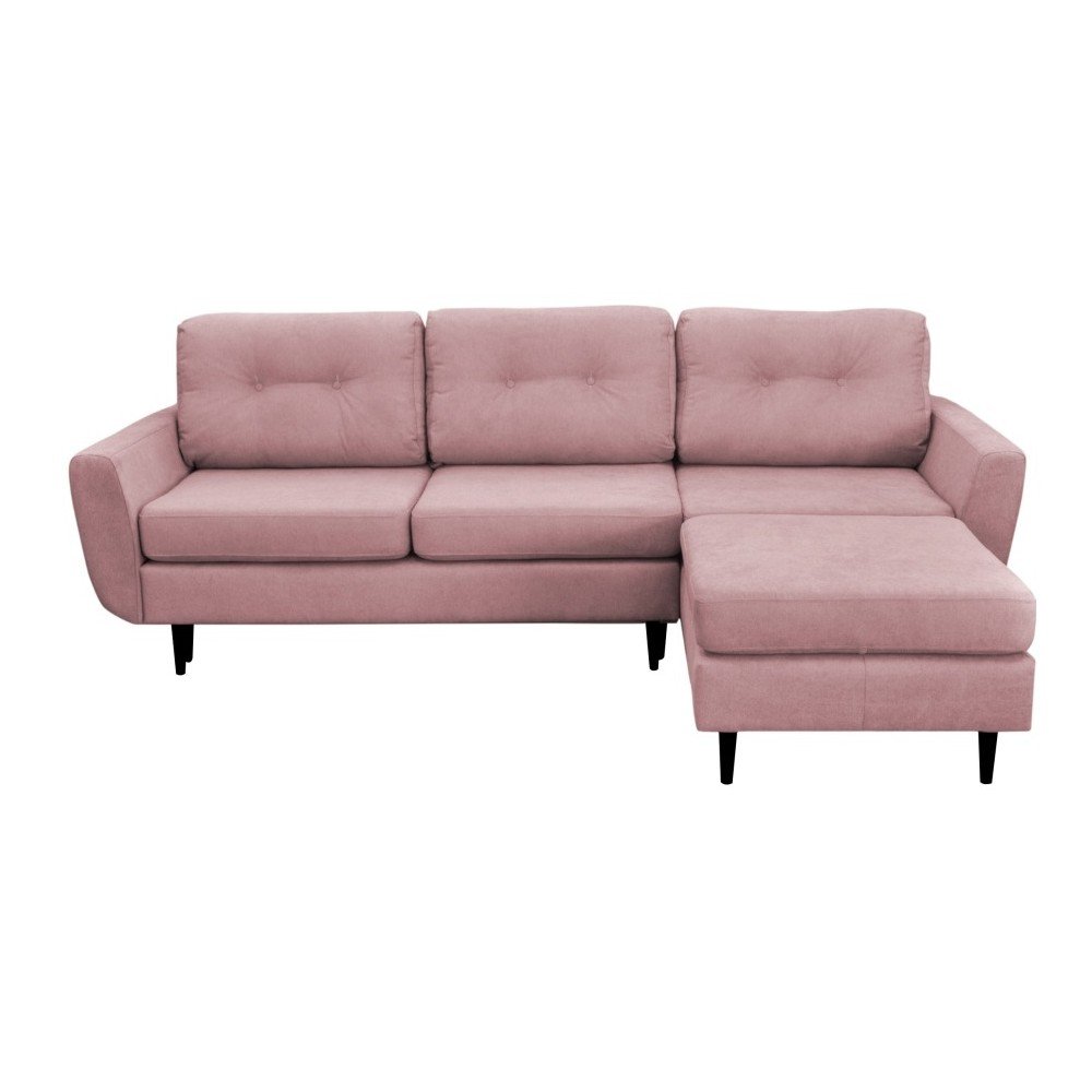 Světle růžová rozkládací pohovka s černými nohami Mazzini Sofas Hortensia, pravý roh v:960154
