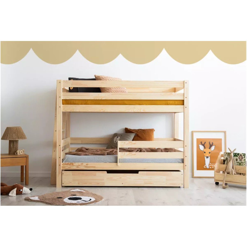 Patrová dětská postel s výsuvným lůžkem s úložným prostorem s roštem v přírodní barvě 90x190 cm CLPB – Adeko v:1720492