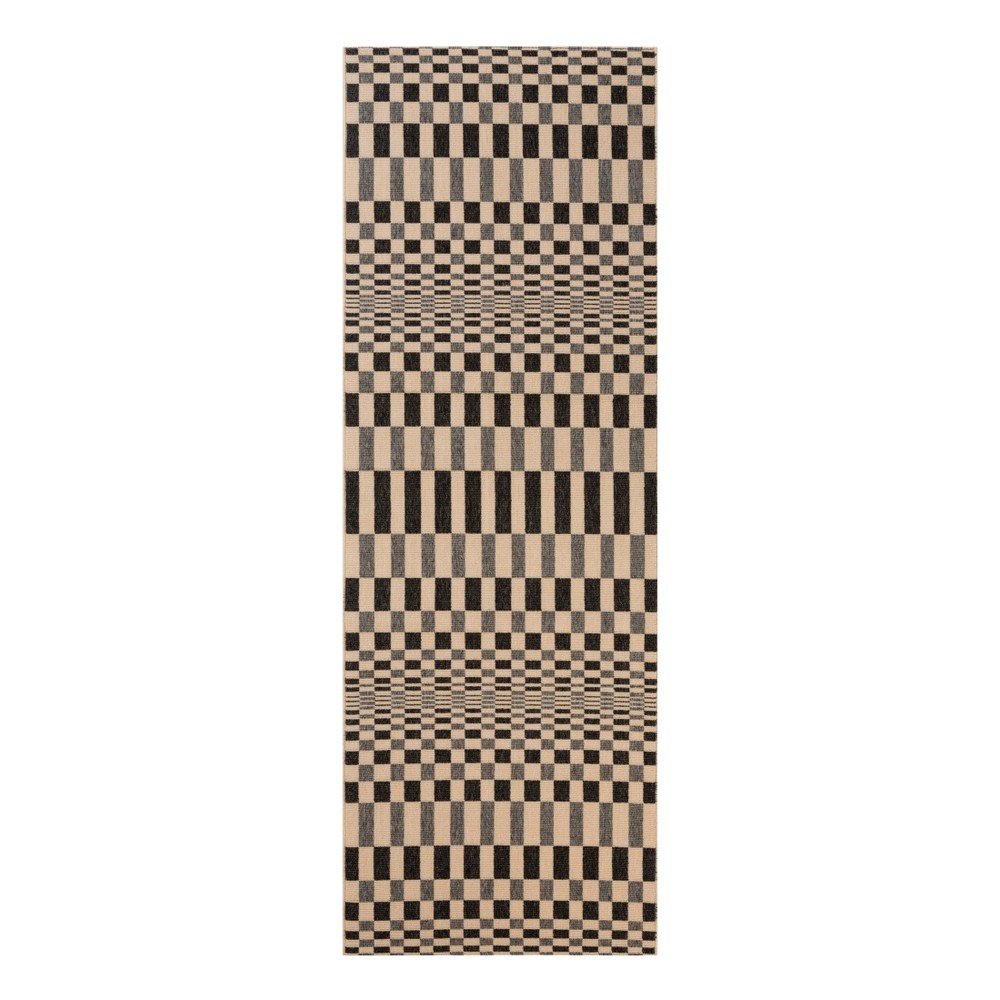 Šedý běhoun vhodný do exteriéru Veranda Rhytm, 230 x 80 cm v:1055140