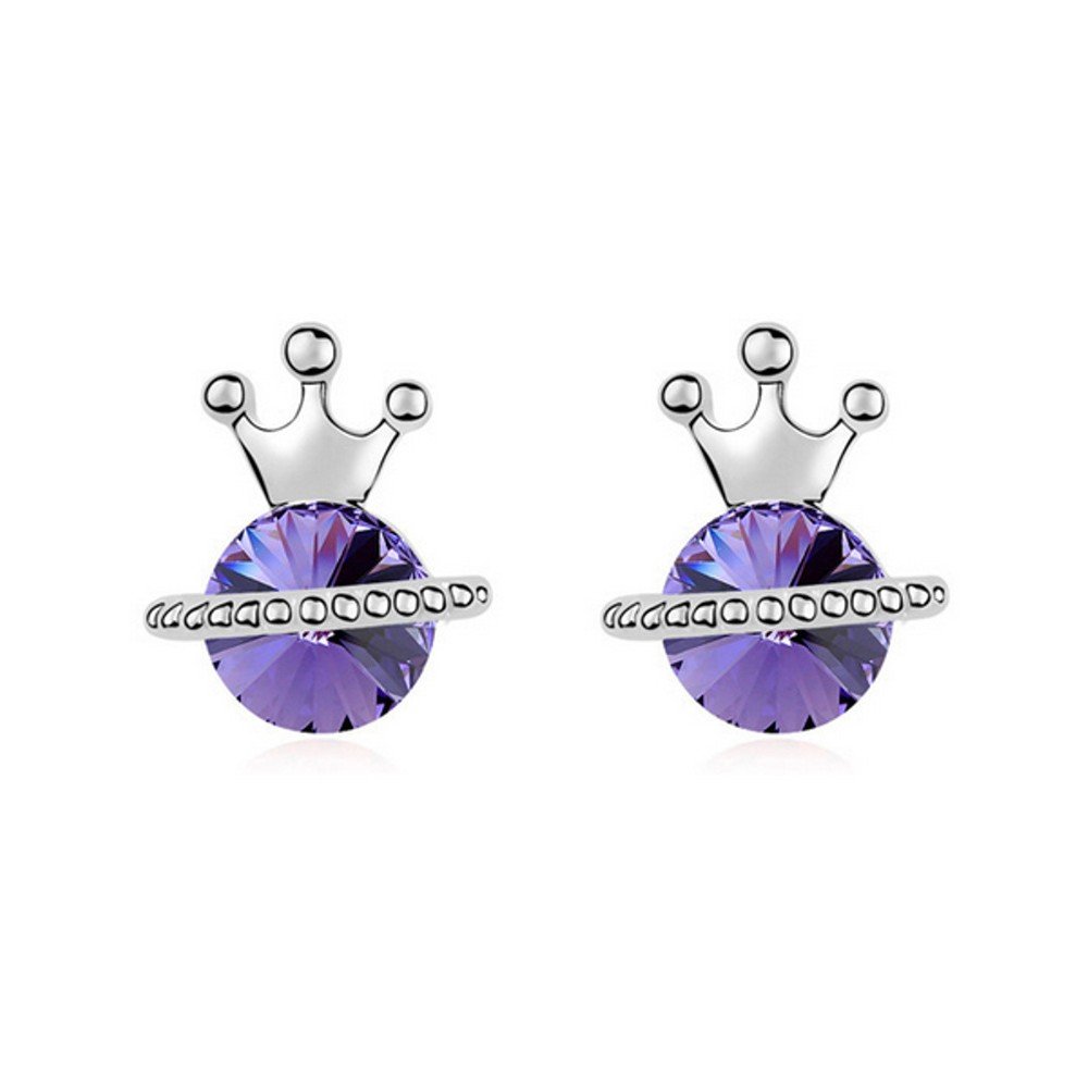 Náušnice s fialovými krystaly Swarovski Elements Crystals a bílým zlatem Queen v:1169618