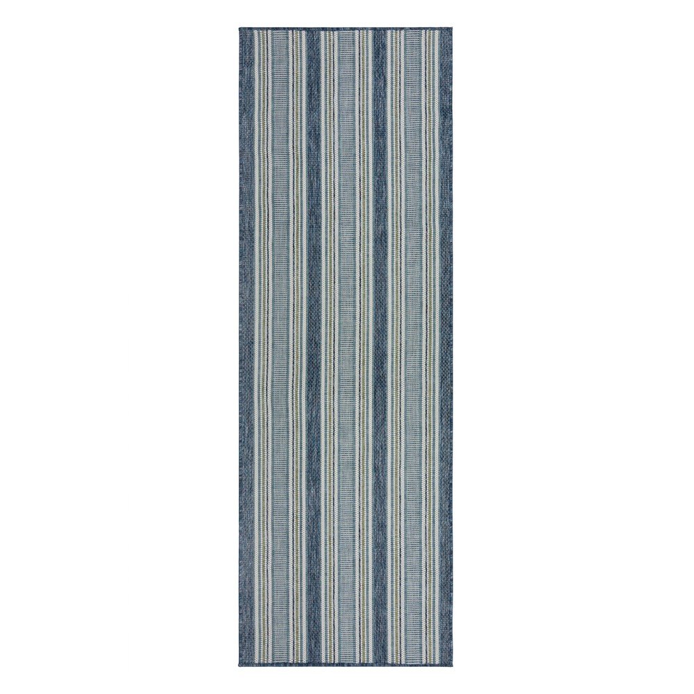 Vnitřní a venkovní koberec zelenomodrý 80x230 cm Roma Stripe – Flair Rugs v:1754314