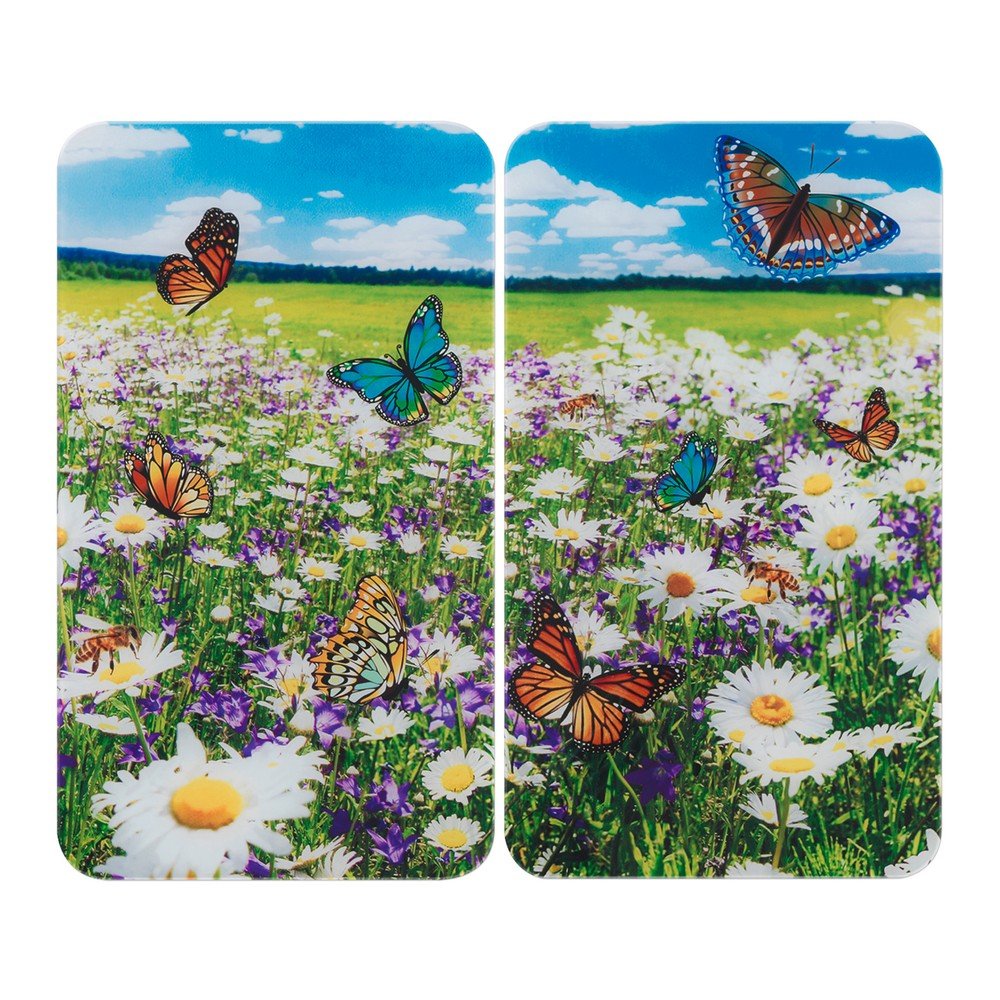 Kryty na sporák z tvrzeného skla v sadě 2 ks 52x30 cm Summer Meadow – Maximex v:1658830