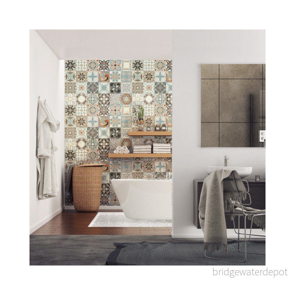 Sada 24 nástěnných samolepek Ambiance Wall Stickers Cement Tiles Rumba, 20 x 20 cm v:1204528