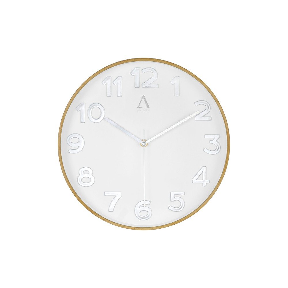 Bílé nástěnné hodiny Andrea House Oakwood, 30 cm v:838972