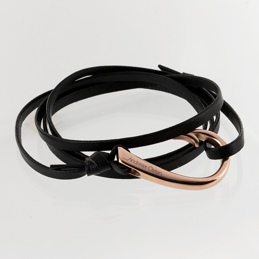 Kožený náramek s černým páskem Andreas Östen Bracelet v:910234