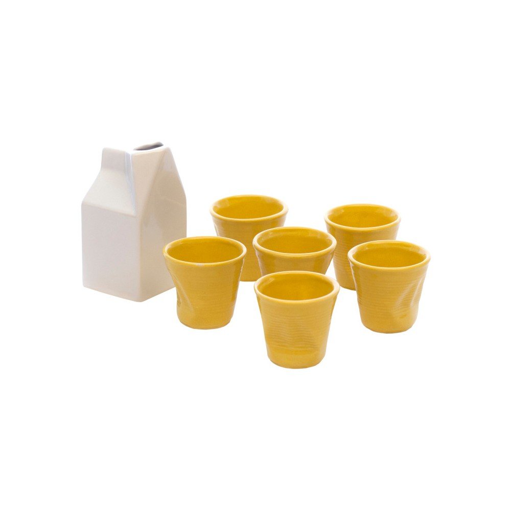 Bílo-žlutý set mléčenky a 6 šálků na espresso Kaleidos Milk v:932914
