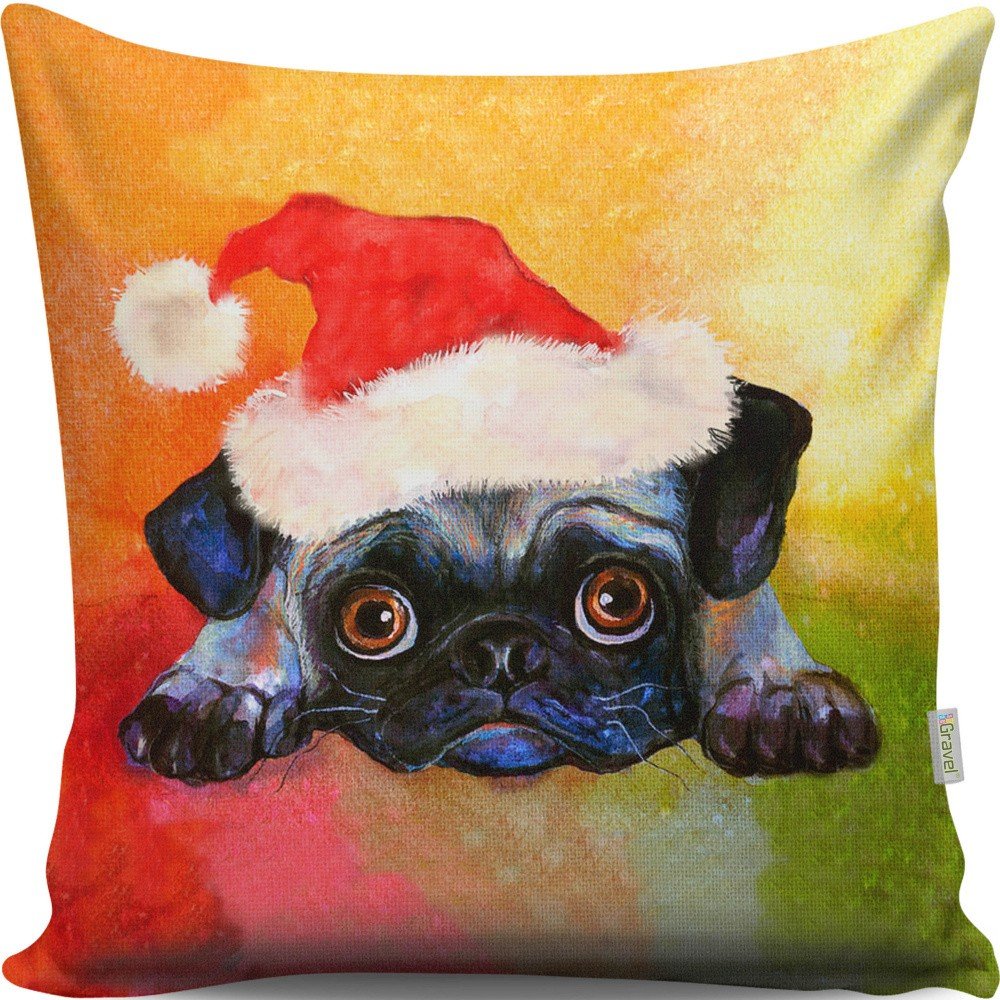 Oboustranný polštář Mops, 43 x 43 cm v:1108220