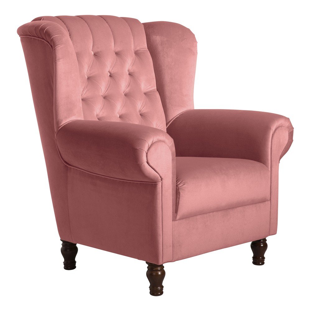 Růžové sametové křeslo Max Winzer Vary Velvet v:913654