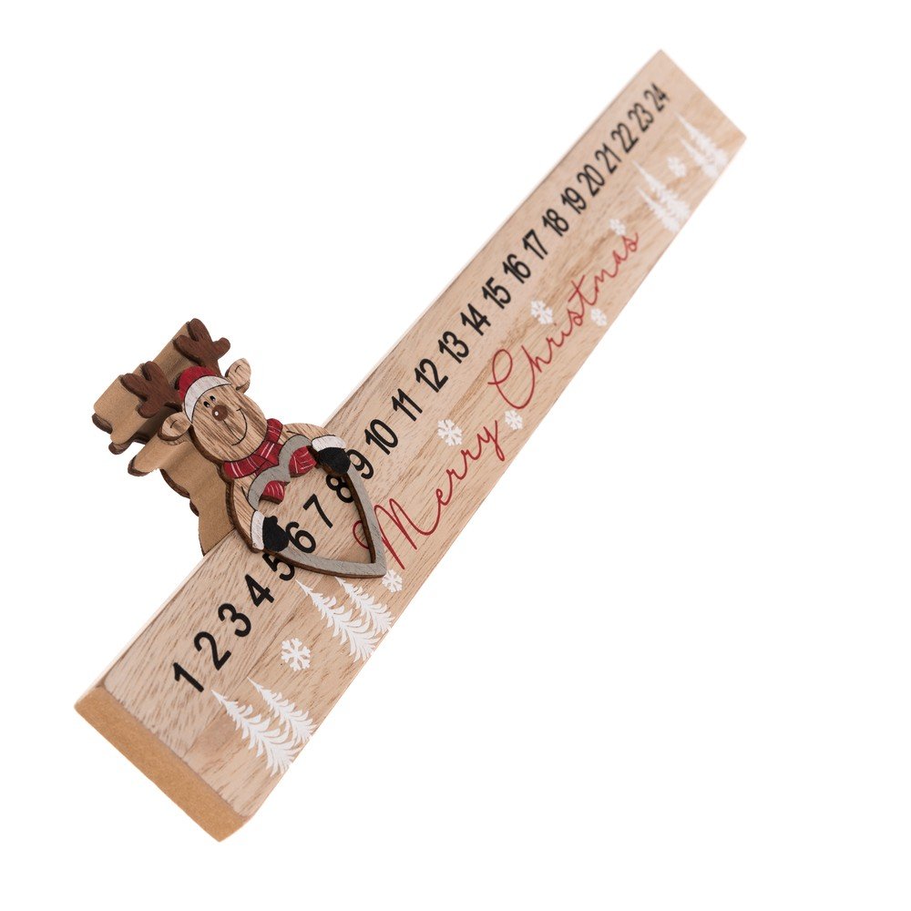 Dřevěný podlouhlý adventní kalendář Sob Dakls, délka 40 cm v:1353849