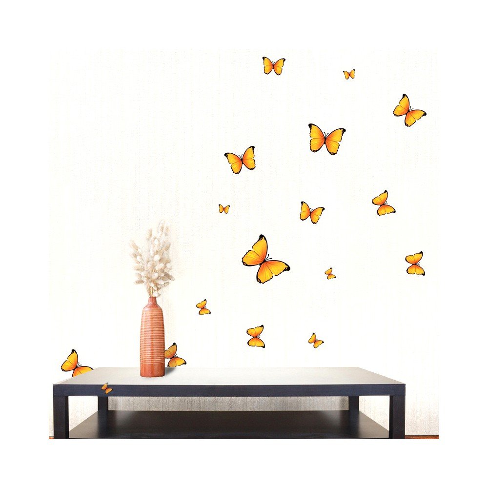 Sada 18 nástěnných samolepek Ambiance Yellow Butterflies Sticker v:1327440