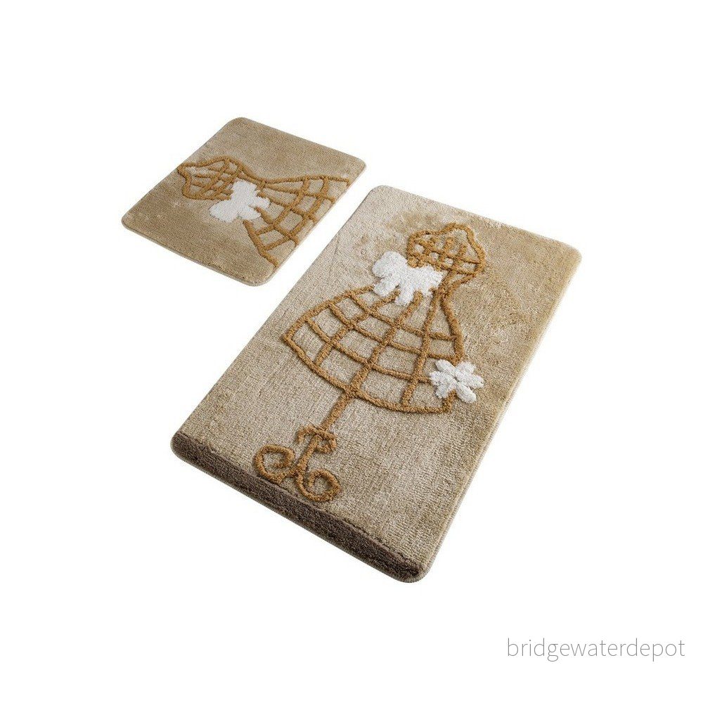 Sada 2 béžových koupelnových předložek Confetti Bathmats Dress Coffee v:1212806