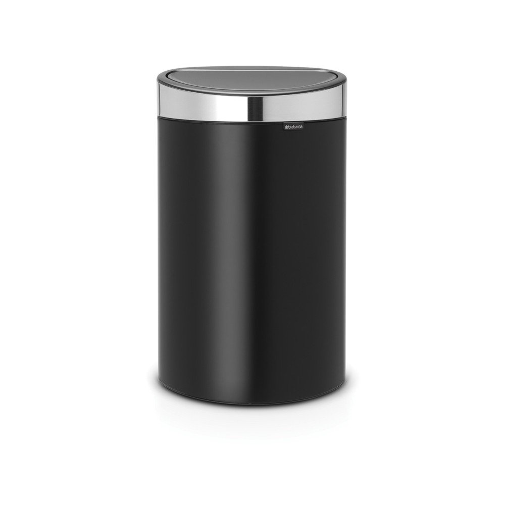 Černý odpadkový koš v barvě matné oceli s úpravou FPP Brabantia Touch Bin, 40 l v:1245248