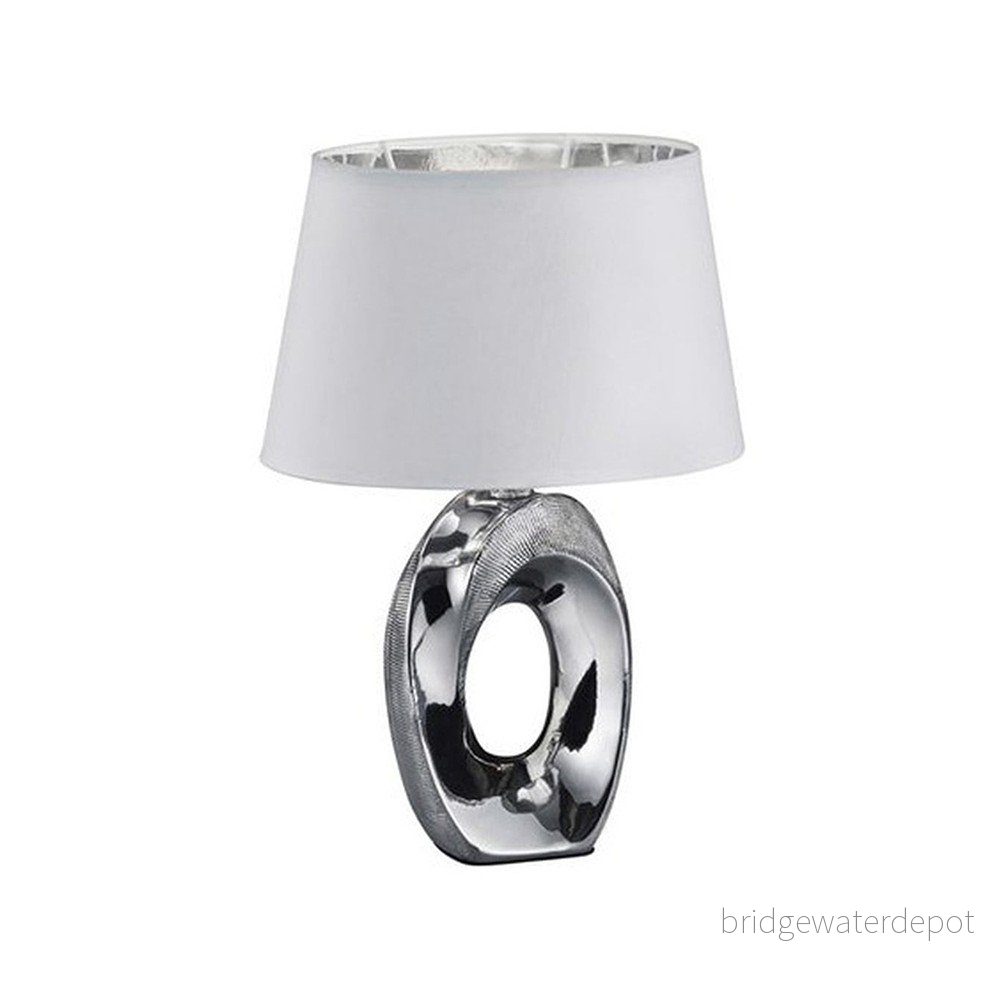 Stolní lampa v bílo-stříbrné barvě z keramiky a tkaniky Reality Taba, výška 33 cm v:1280000