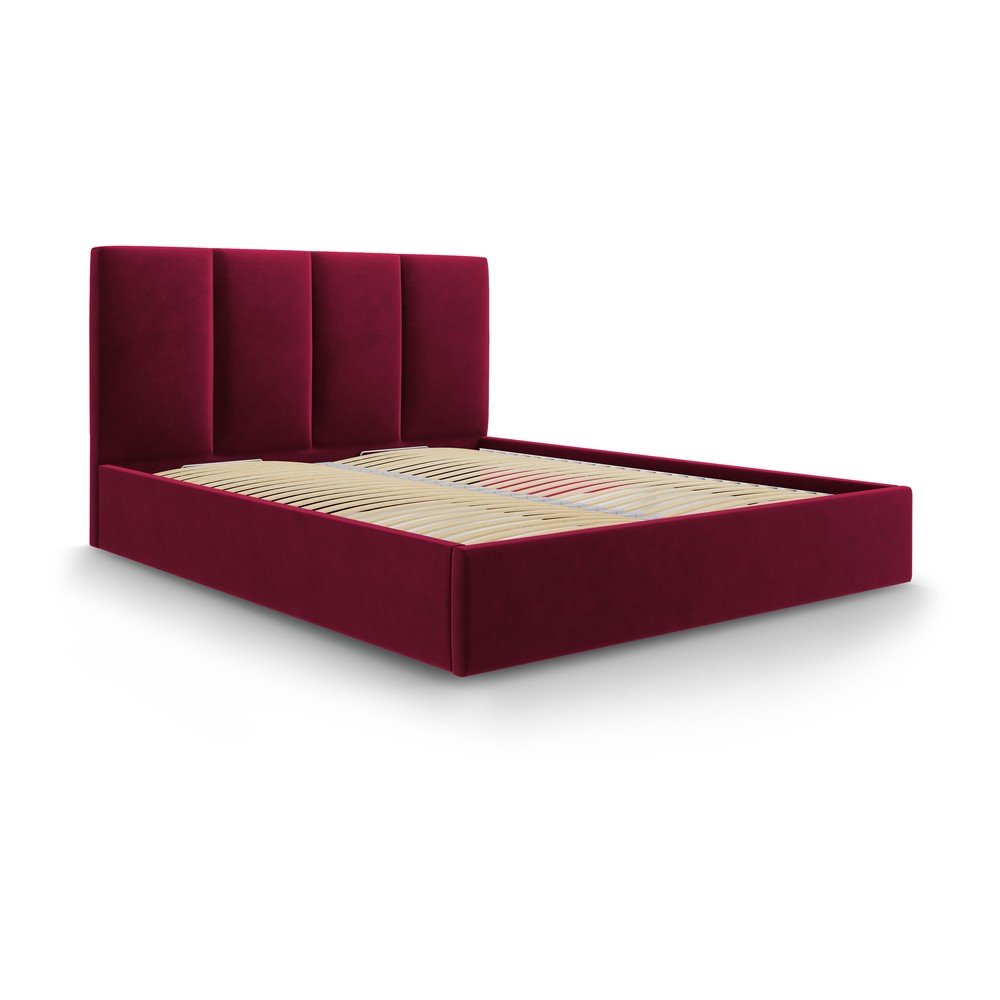 Vínově červená sametová dvoulůžková postel Mazzini Beds Juniper, 140 x 200 cm v:1420965