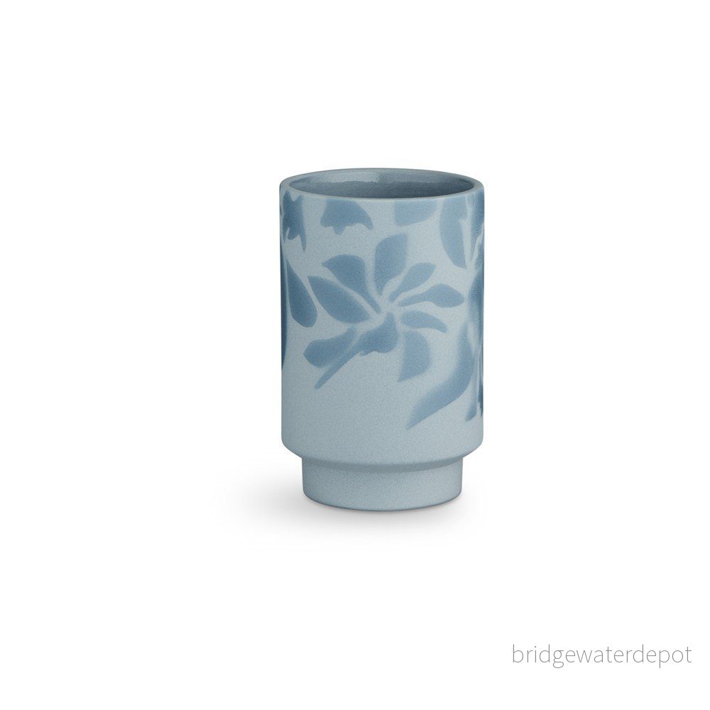 Světle modrá kameninová váza Kähler Design Kabell, výška 12,5 cm v:1301274
