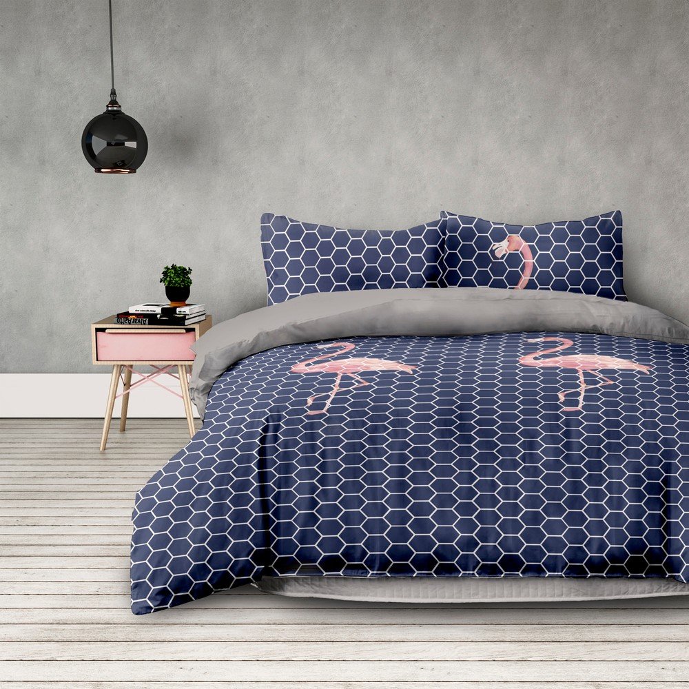Povlečení z mikrovlákna na dvoulůžko AmeliaHome Flamingo Dark, 220 x 240 cm + 63 x 63 cm v:1261174