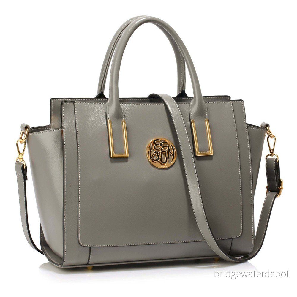 Šedá kabelka z eko kůže L&S Bags Triomphe v:773514