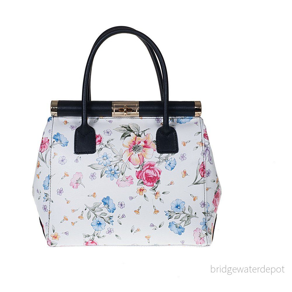 Bílá kožená kabelka s černými uchy Giulia Bags Amalia v:859274
